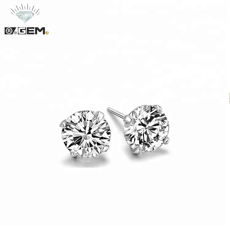 R.GEM. 3 4 5 6 7mm Fancy 925 Sterling Silver Round CZ Zircon Stud Earrings for Girls Gift