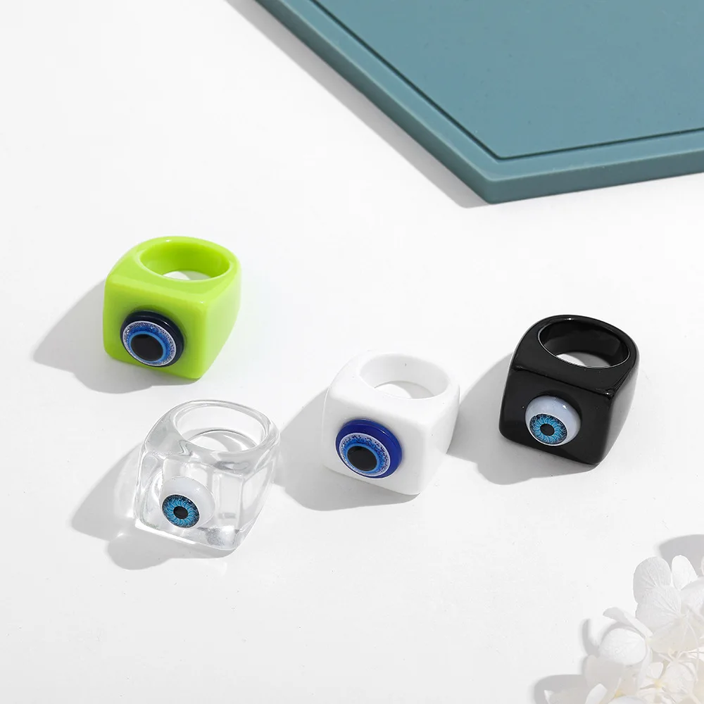 Корейские геометрические акриловые смолы Открытое кольцо INS Мода уксусная кислота Ретро винтажный зловещий глаз повседневные женские кольца