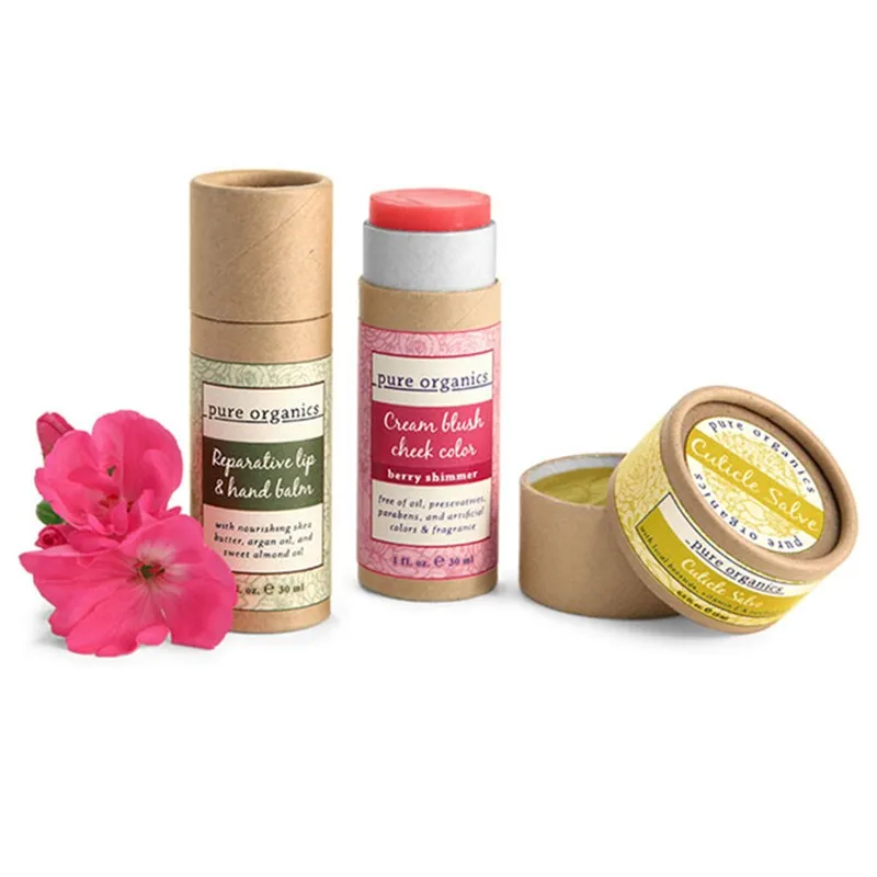 Eco-Friendly Cardboard cylinder tube containers for balm packaging push up paper tube custom label printed