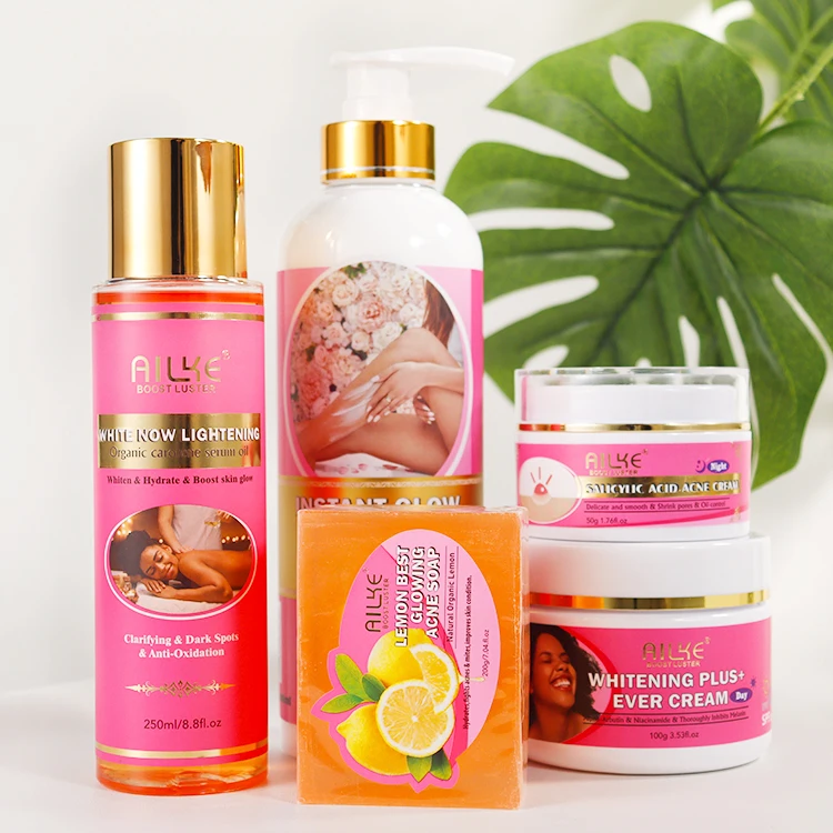 Korean Cosmetics Beauty Face Cream Soap Body Oil Lotion Lightening Vitamin C Anti Acne Ailke Skin Care Set For Women
