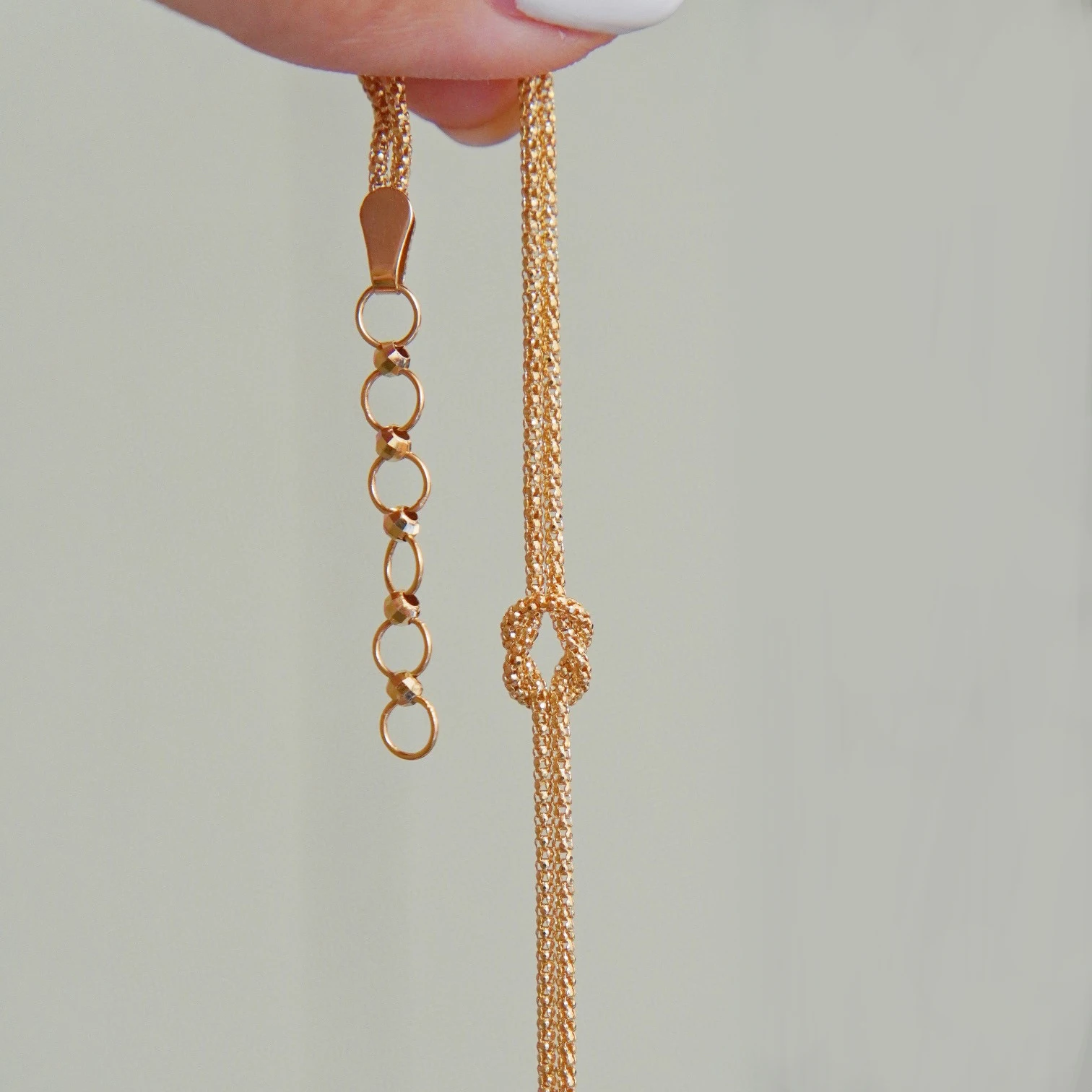 Discount 18K Real Gold Pendant Knot Pendant Laser Gold Ball Extension Chain Fashion Jewelry Women for Girls for Party Daily Wear