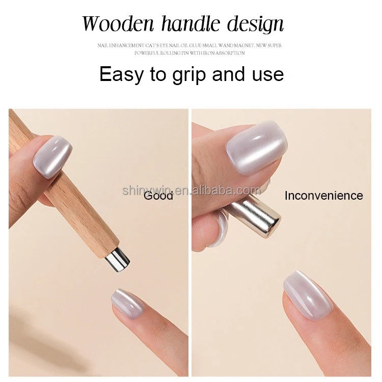 No Roll Nail Magnet Tool Double Head Wooden Art Super Strong Polish  Gel Cat Eye Design Magnetic DIY Manicure Magnet Stick