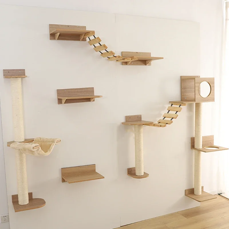 Petstar Petstar Hot Sell Cat Climbing Tree Center Wood  Wall Mounted Tree Cat Wall Shelf