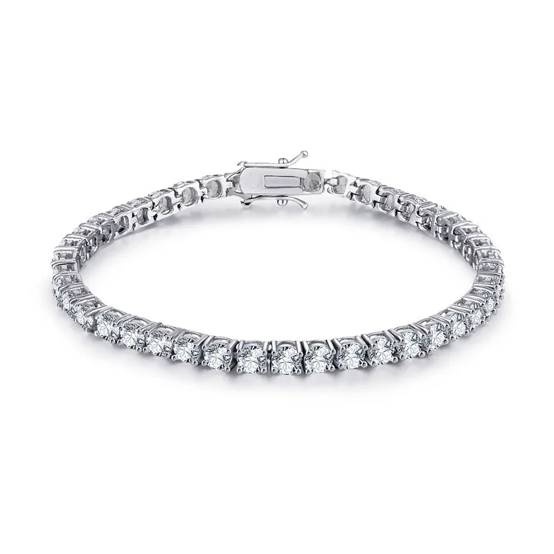wholesale women dainty sparkle round diamond 925 sterling silver tennis bracelet
