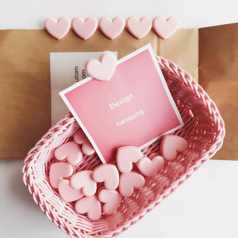 
Pink Heart Shape Plastic Small Card Paper Clips for Office School 