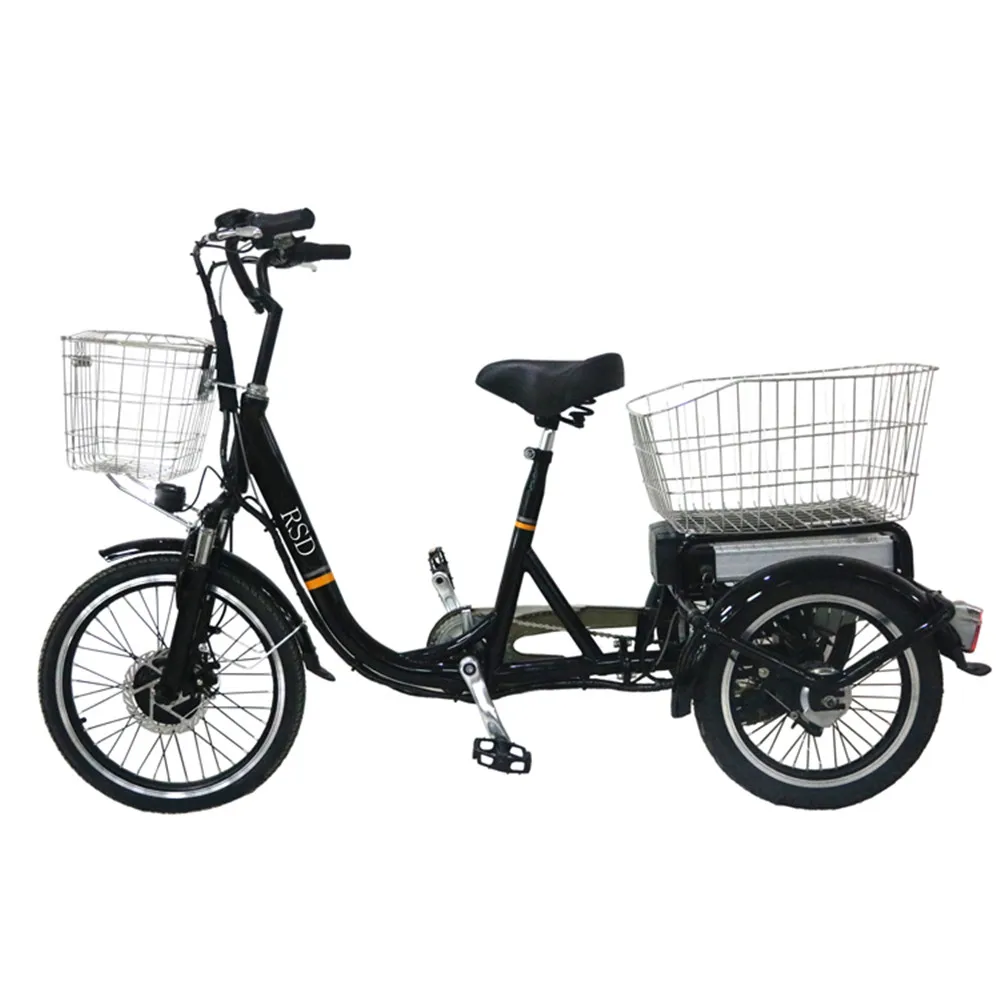 Hot selling aluminum frame electric cargo tricycles trikes 3 three wheeler bikes bicycles for shopping