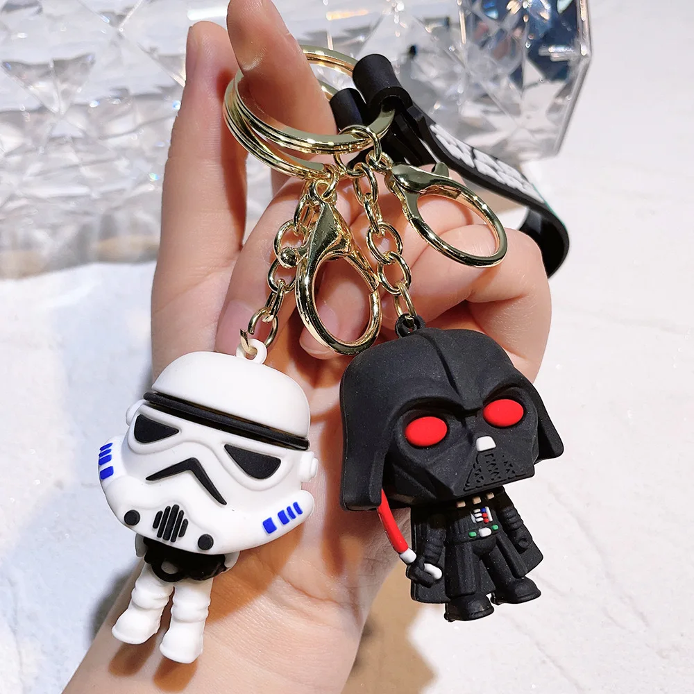 Customized 3D PVC Personality Yoda Stereo  Keychain Cartoon Anime Movies Star Vader Yoda Keychain Pendant