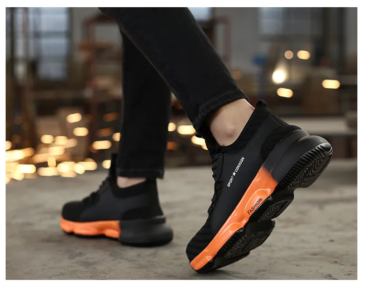 Hot Sale Safety Shoes Fashionable Steel Toecap Breathable & Comfortable Casual Wear-resistant  Men Work Safty Shoes