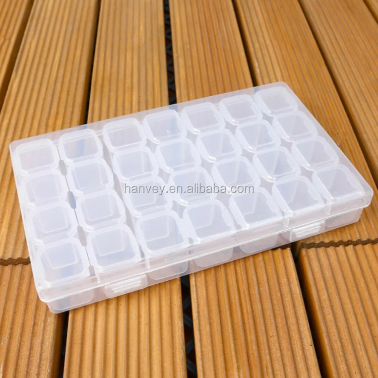 
Hanvey 28 slot beads plastic storage case diamond painting tool Custom eco-friendly Nail Holder Box container 