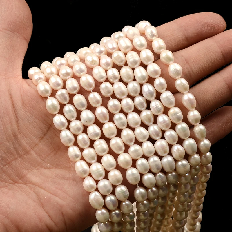 100% Natural Freshwater Pearl Beads White Rice Shape Beads For Jewelry Making DIY Bracelet Necklace Strand 34cm