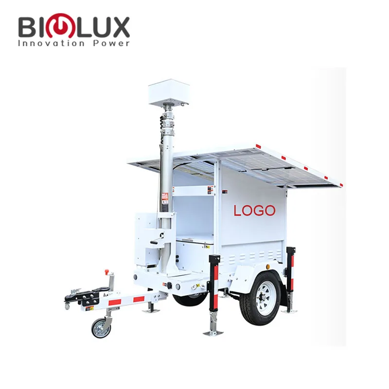 Rapid Shipment 2 Panels Mobile Solar Power Surveillance CCTV Trailer With Wireless Capabilities PTZ Camera For Outdoor Security