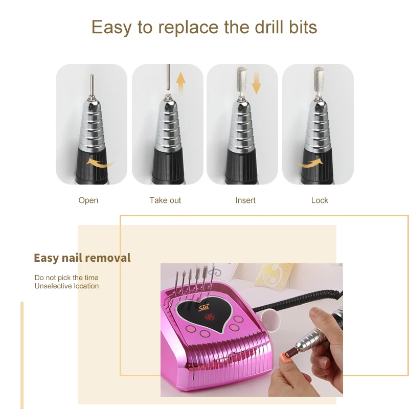 Strong M16 65W 35000RPM Electric Nail Drill MachineModel Handpiece Manicure Pedicure Nail File Bit Nail Art Equipment