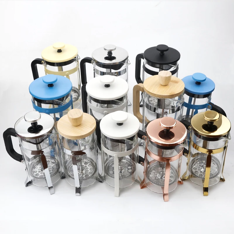 high borosilicate glass french press coffee maker coffee plunger 304 stainless steel