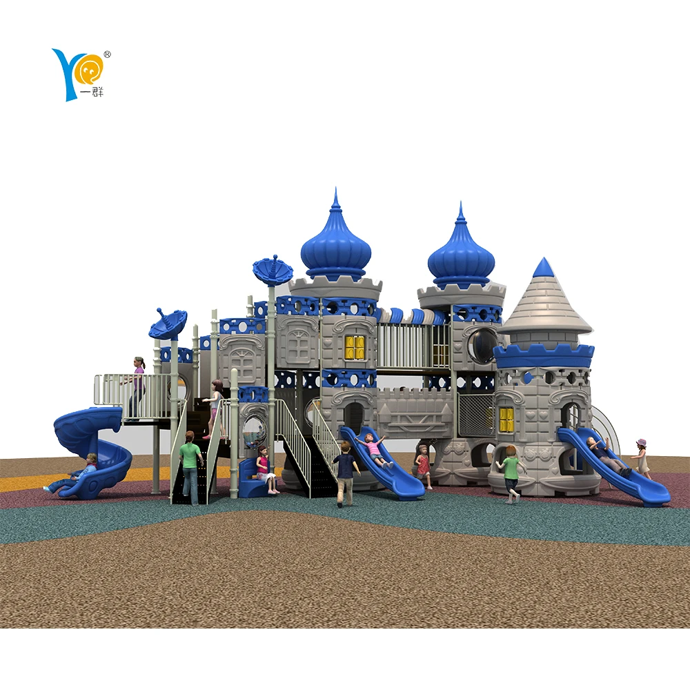 two floors modern castle outdoor kids playground slide outside playground equipment for school children