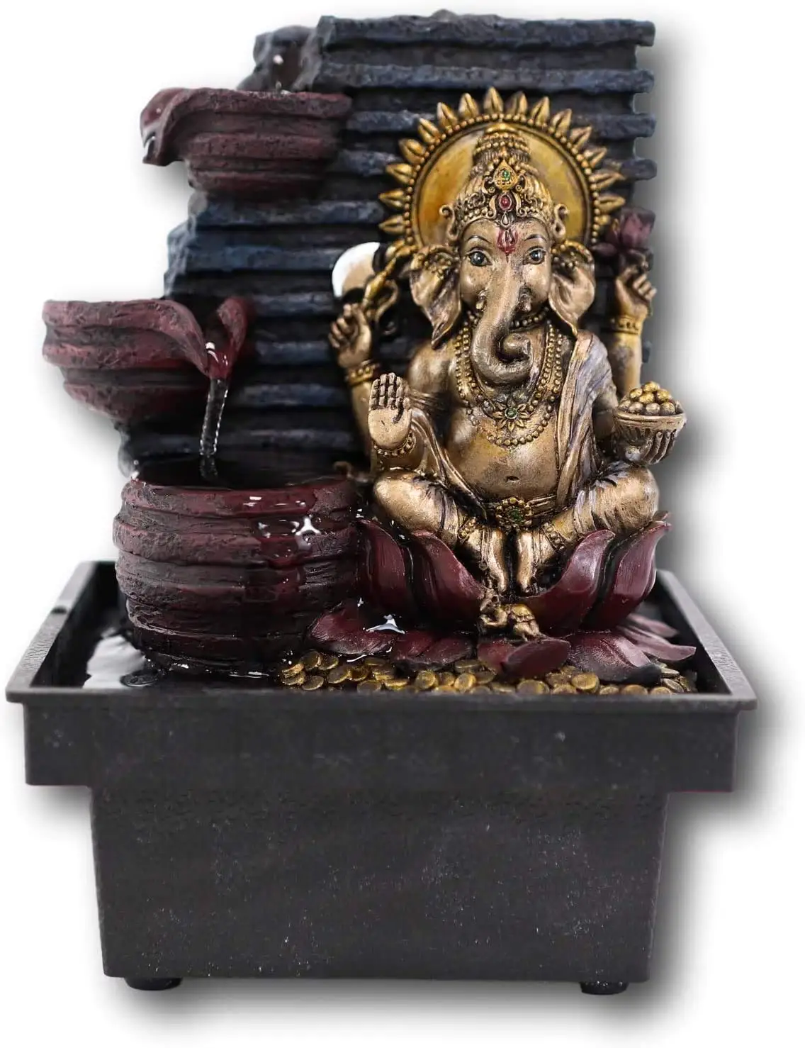 custom mini fountain decoration resin indoor ganesh water fountain