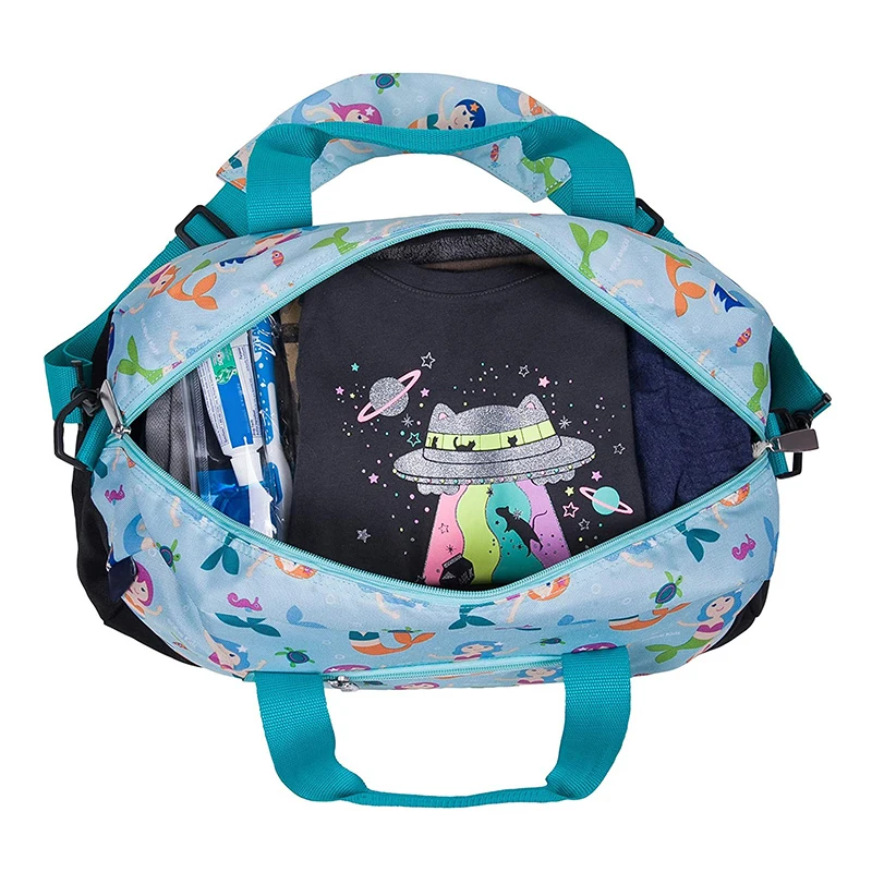 Kids travel bags custom logo Printing cartoon Girls Children Sports Fitness Gym Tote small travel kids duffle bag