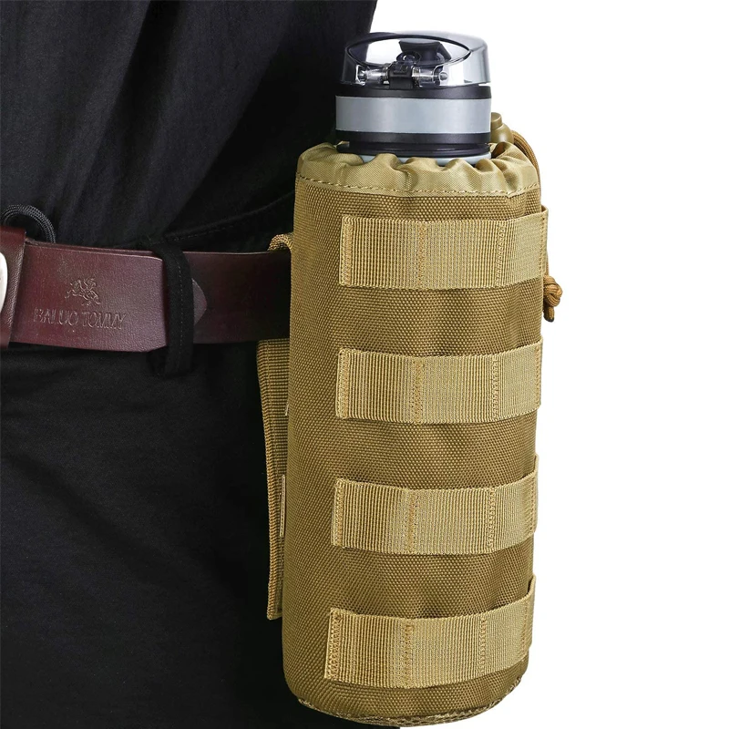 Tactical Military Drawstring Open Pouch Water Bottle for Motorcycle Scooter and Travel