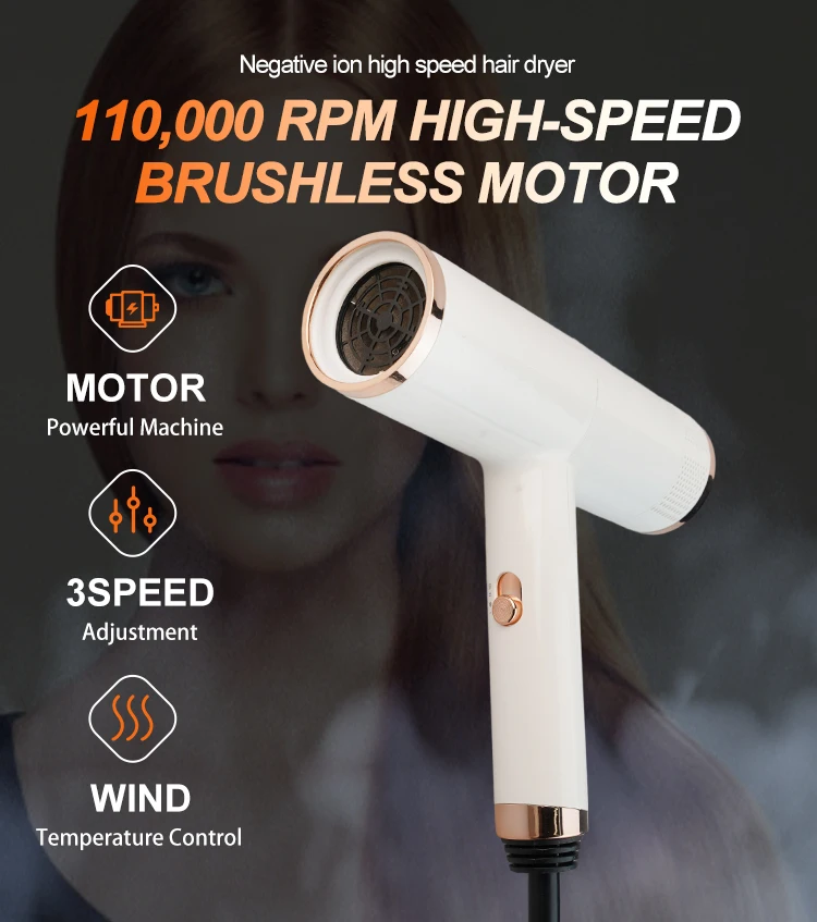Hair Salon Dryer Machine White Blue Light Dc Motor Blowdryer Hair Dryer For Home