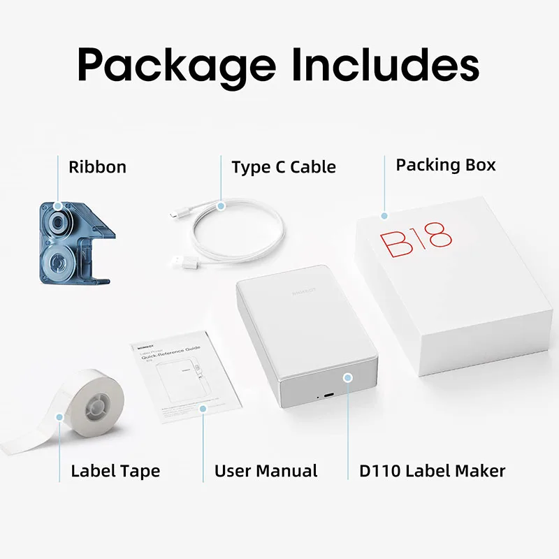 NiiMbot B18 Портативный беспроводной мини-принтер для печати этикеток
