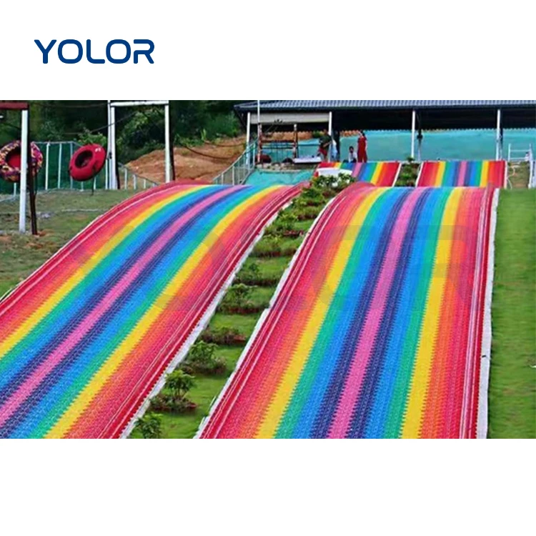 Popular Dry Skiing Slope Grass Skiing Grass Sliding Rainbow Slide Plastic Children Outdoor Playground