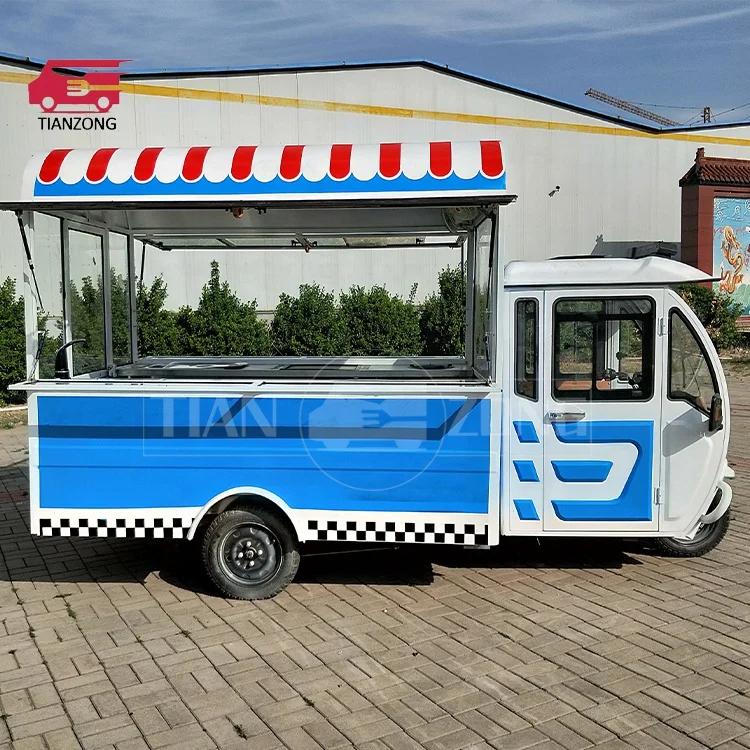 TIANZONG R1 Mobile piaggio ape electric tricycle food cart tricycle food truck catering trailer snack food trike