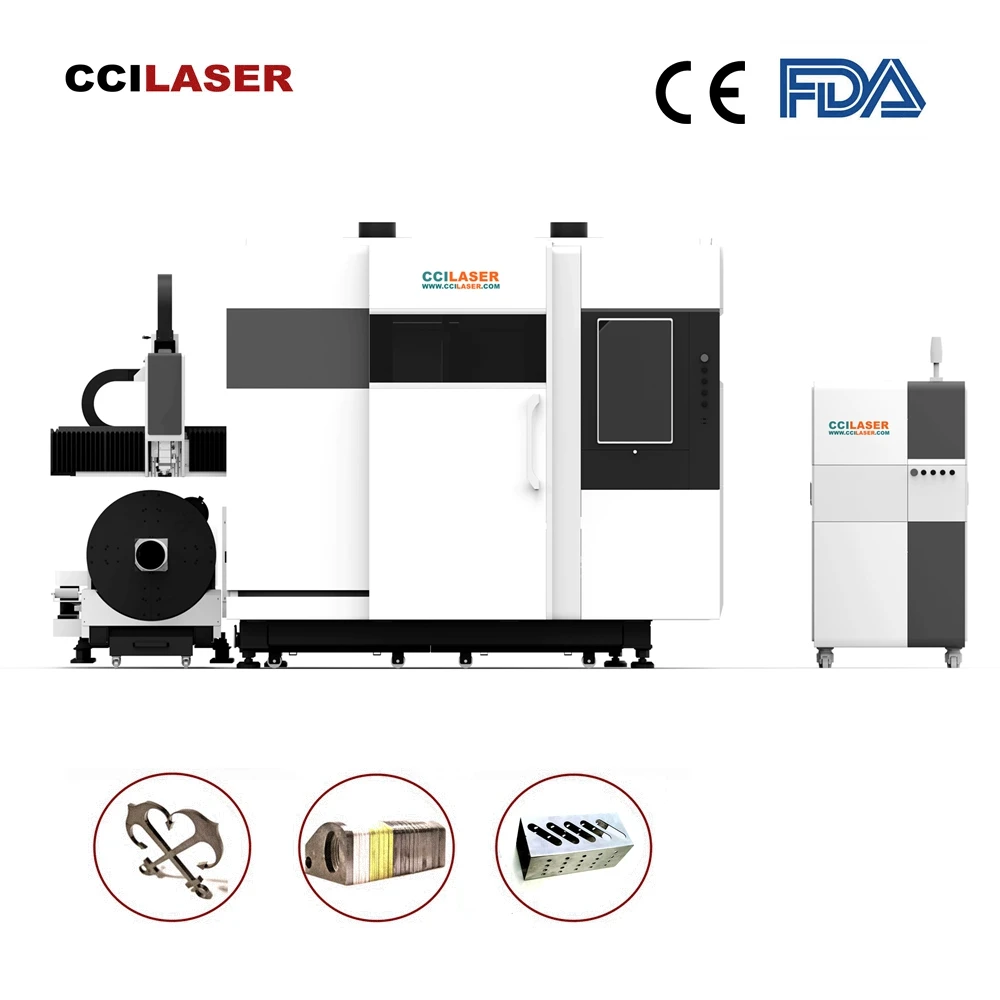 metal sheet and tube fiber laser tube cutting machine 1500w 2000w for 10 mm plate and tube sheet integration auto feeder sleeve