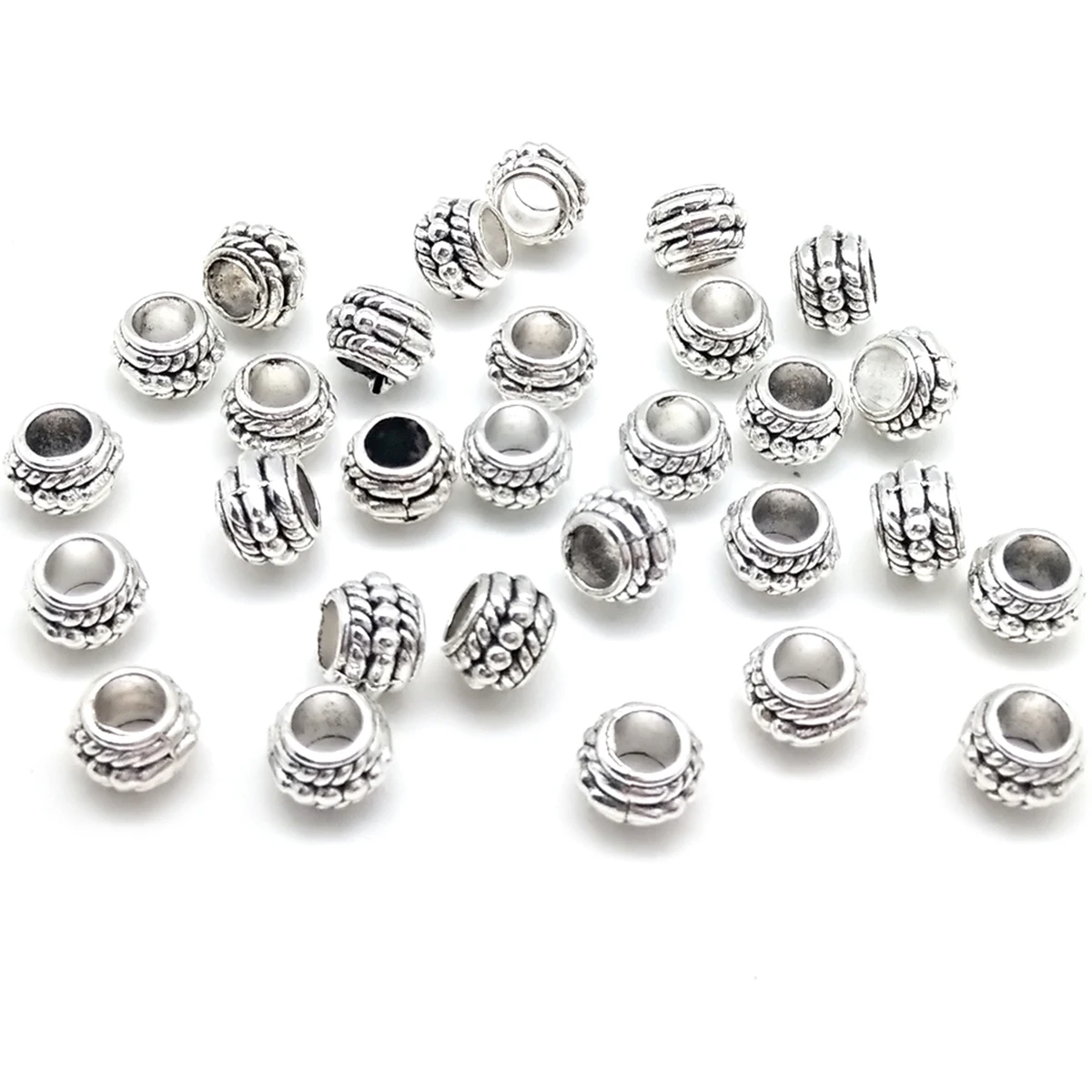 30 шт./лот 6*8 мм трехслойные сплющенные бусины из цинкового сплава металлические бусины-разделители для изготовления браслетов ожерелий ювелирных изделий своими