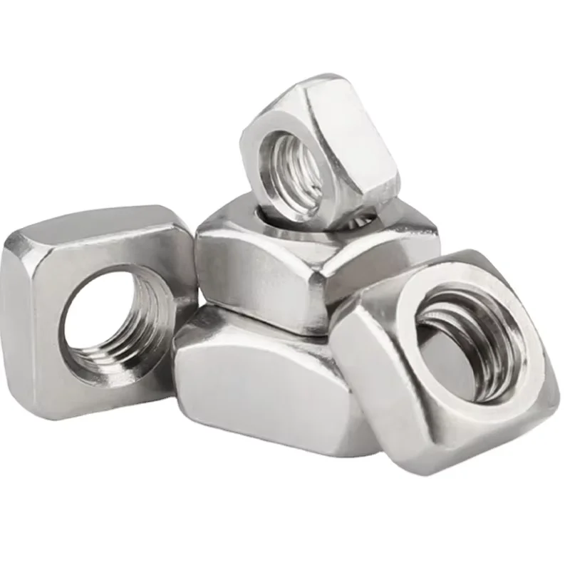 Hot Sale M8 M12 M16 Plain Polished Passivated Square Stainless Steel Nuts Mining Healthcare Water Treatment ASTM A194 8MSS304