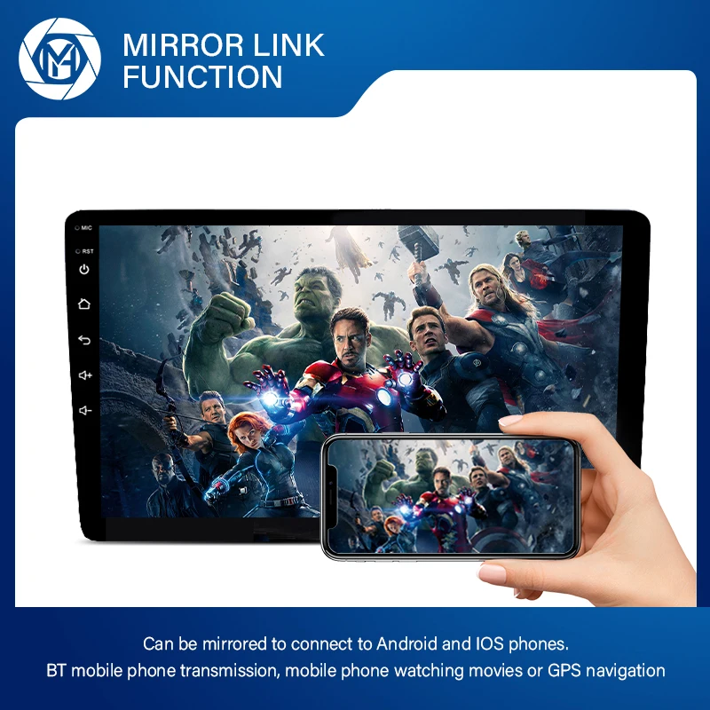 10.1' Autoradio 2 Din Android Car Radio Stereo 2Din HD 2.5D Tempered Glass Touch Screen Car Video WIFI GPS BT