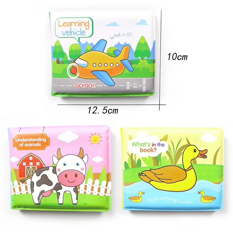 Early Educational Bathroom Toys Activity Waterproof Pages Soft Baby EVA Cartoon Bath Books with BB Whistle