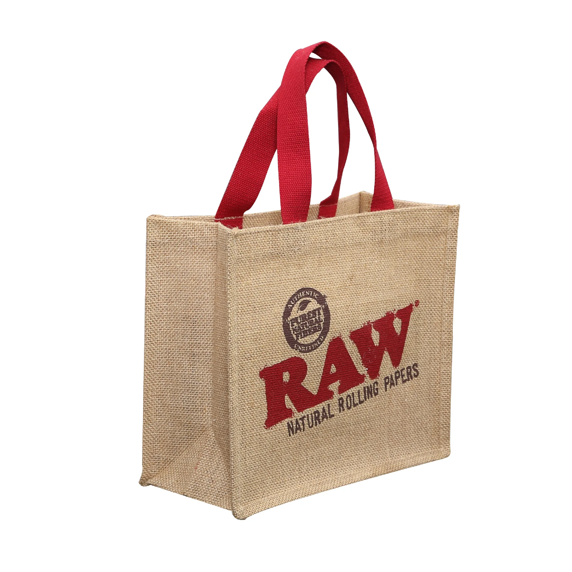Promotion manufacturer retro film coated canvas cotton  jute tote bag custom for new year gift