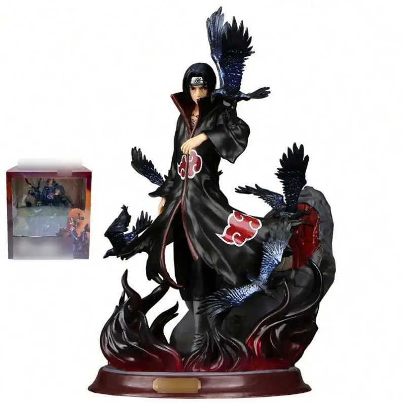 Hottest Cartoon Anime Akatsuki Uchiha Itachi Crow Statue Model PVC Action Figure Desktop Ornament