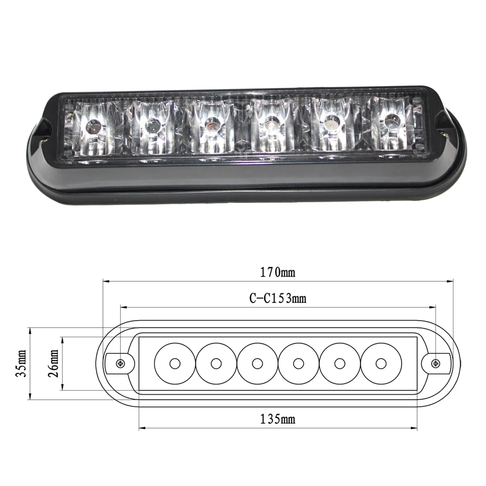 Factory 6w 18W 12v Led Surface Mounting Police Ambulance Vehicle Lighthead Led Amber Strobe Warning Flashing Light