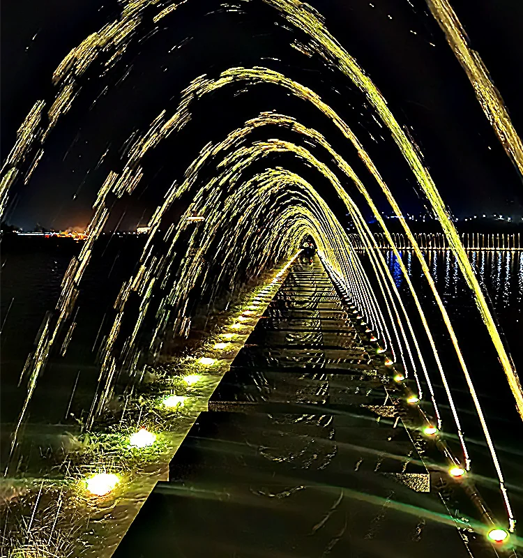 Playing Laminar Jet Fountain With Led Lights Garden Landscaping Decking Water Fountain