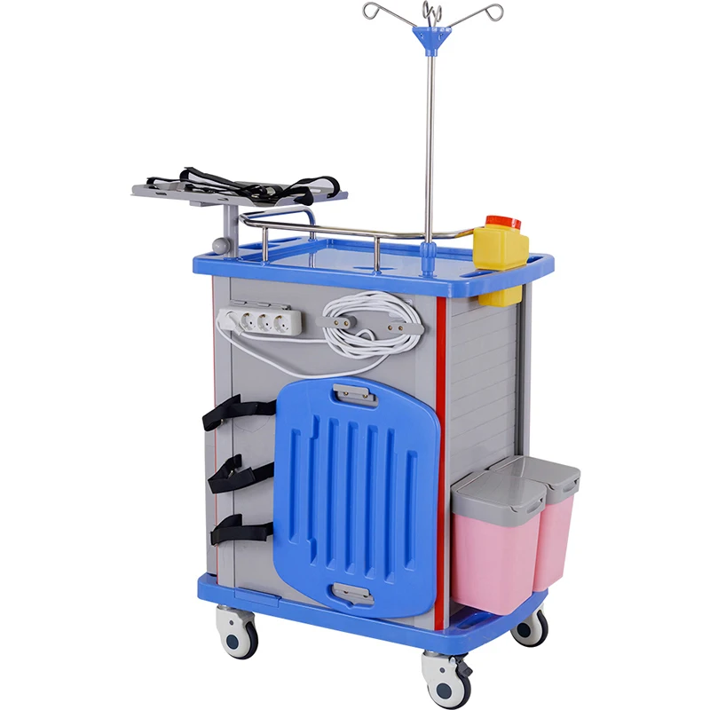 Hospital ABS Medical Emergency Trolley Crash Cart Medicine Trolley for Hospital use
