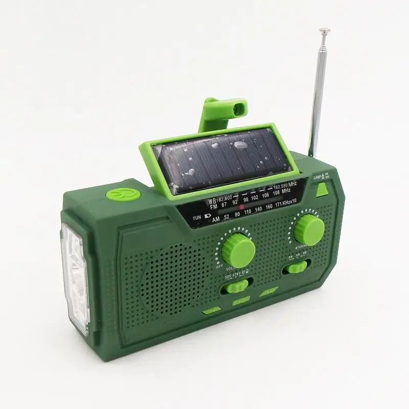 New manual crank FM AM WB Dynamo emergency multi band radio solar with BT flashlight USB TF card