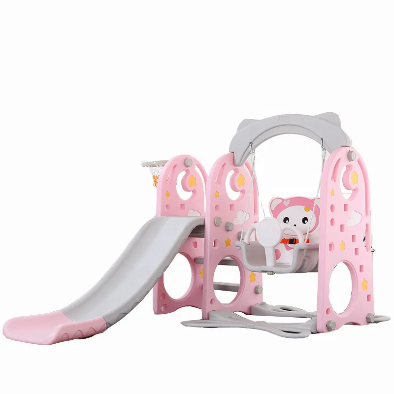 Best selling high quality kids indoor plastic combination slide and swing set