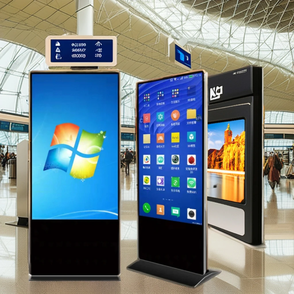 86-Inch Thin LCD Digital Signage Display with Touch Interactive Features Built-In Media Player Airport Agency Floor Information