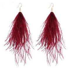 Light Feather Earrings Simple Lady Ostrich Feather FUR 9 Colour Long Earrings Jewelry Retro Fashion Christmas