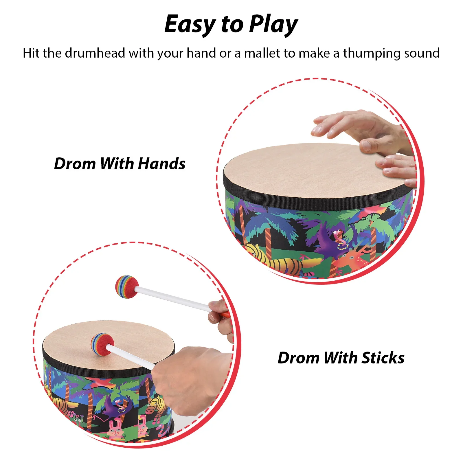 Bongo Floor Drums 8 inch Floor Drum for Christmas Birthday Gift Drum Instrument