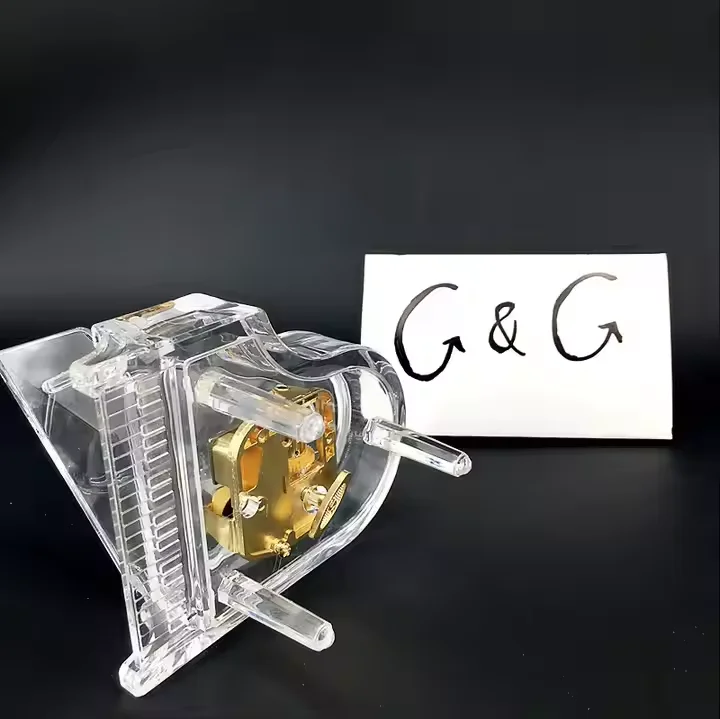 Mini Piano Wind Up Crystal Acrylic Piano Children Toys Musical Instruments Music Box