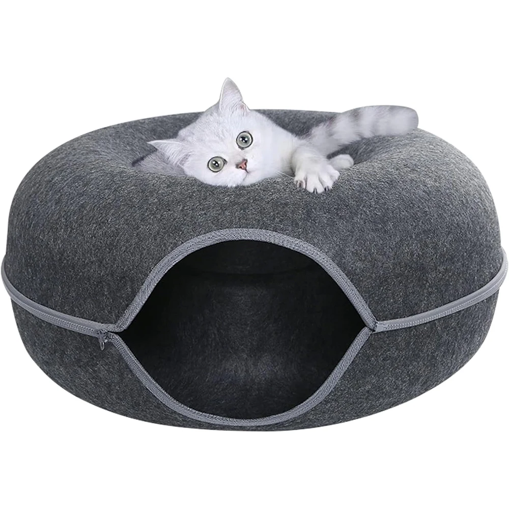 Cat Hole Tunnel Nest Bed Detachable Felt material Funny Cat Donut Tube Toy Double-layer composite structure cat bed