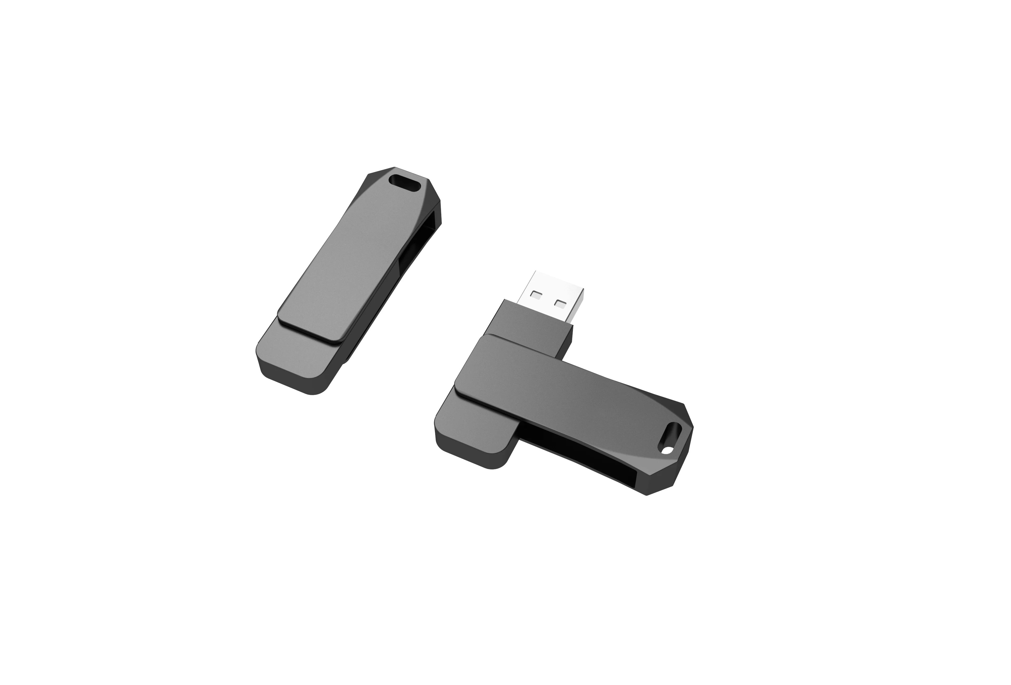 Best-selling Silver Gun Metal Logo Custom Rotate USB Flash Drive 16GB 32GB Cle Memory Sticks Promotional Gifts Wholesale  Pen Dr