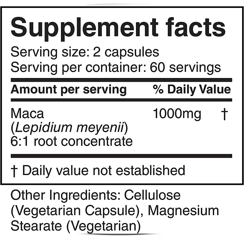 Black Maca Root Extract Capsules Concentrate Black & Purple Maca Root 100% Pure Organic Vegan Capsules