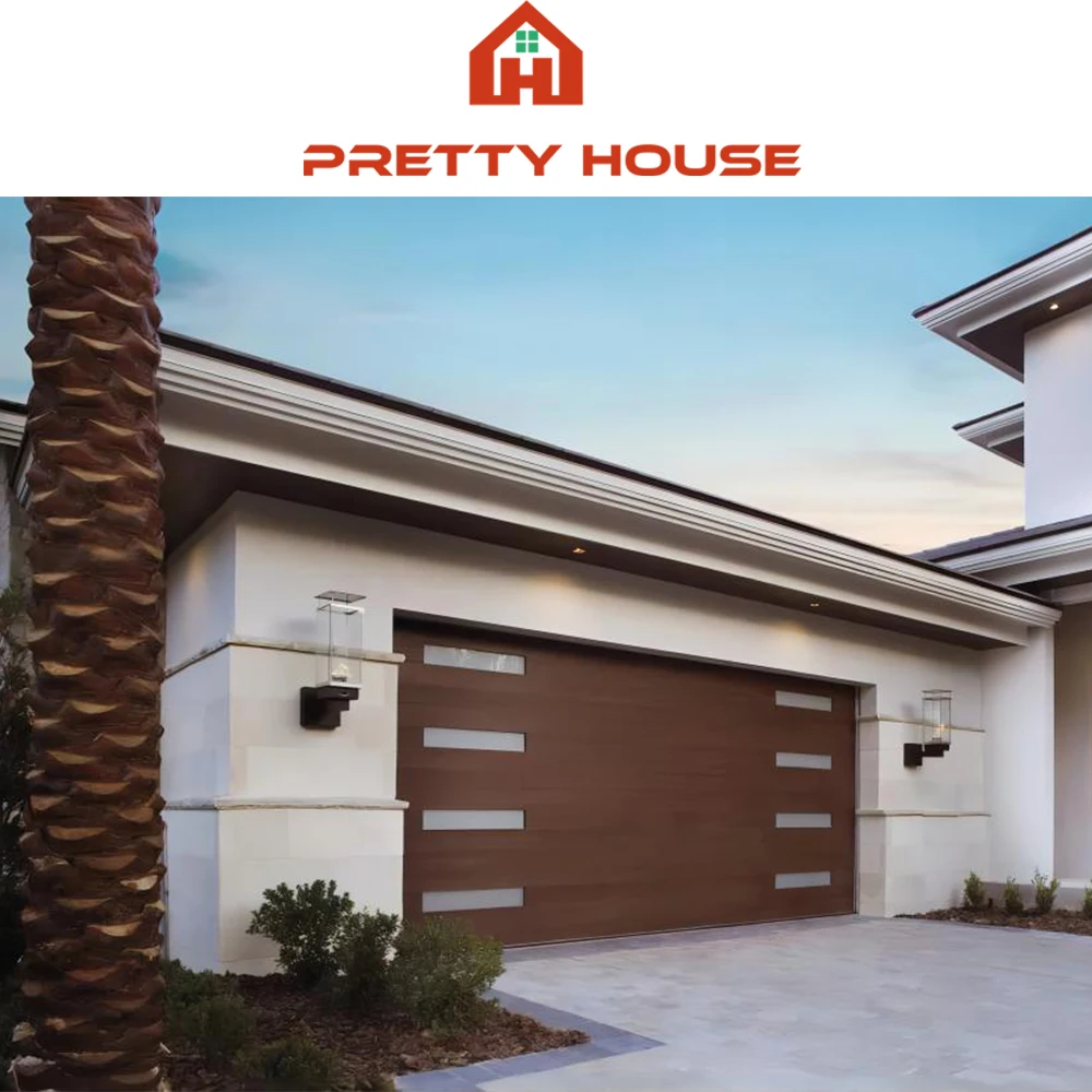 wood veneer hand carved pvc stacking garage doors