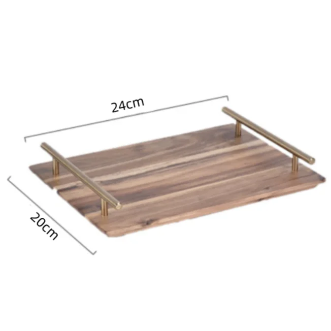 Sofa cup holder Hot sale solid wood serving tray organizer custom round walnut wood trays sofa arm tray couch cup holder