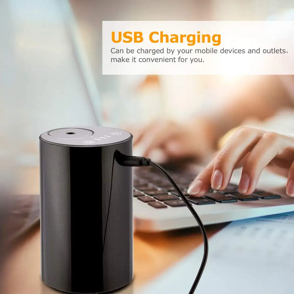 High Quality Portable Aluminium Alloy Waterless Car USB Aroma Oil Diffuser Rechargeable Nebulizering Aromatherapy Diffuser
