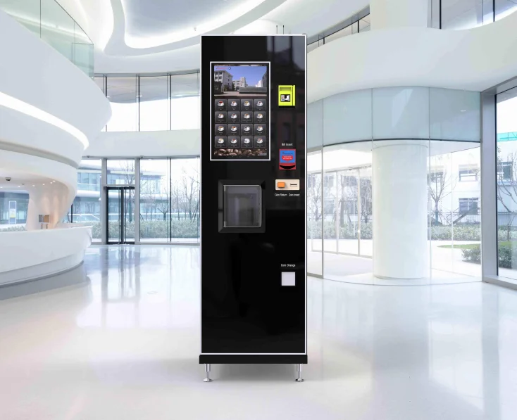 
Electric Smart Touch Screen Automatic fresh ground coffee milk tea juice vending machine 1 bean 3/4 powders 