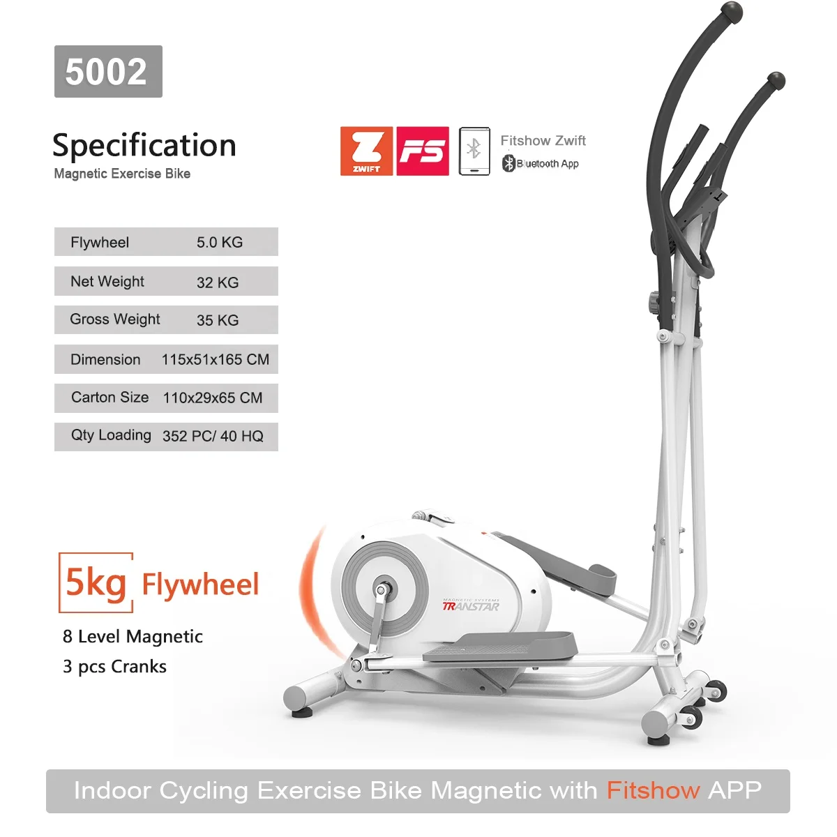 Elliptical Machine Home Use Orbitrack Elliptical Cross Trainer with 3-PC Crank