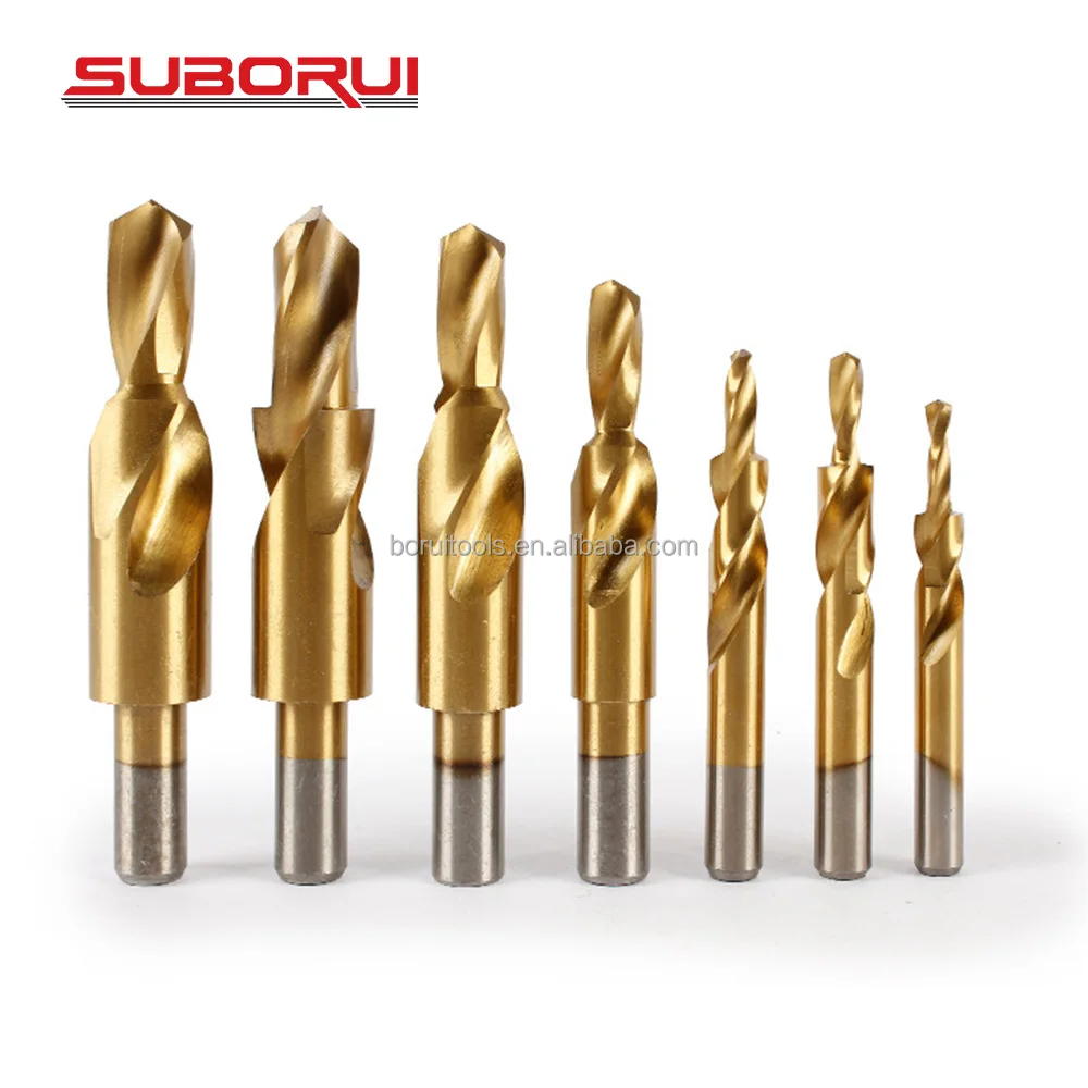 SUBORUI M3-M12  90 180 Degree High Speed Steel HSS Small Straight Shank Two Subland Step Core Twist Drill Bit For Metal